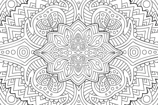 Arte zen con patrón lineal en blanco y negro — Vector de stock