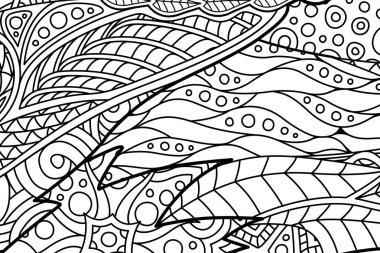 Kitap sayfasını boyamak için soyut çizgi sanatı