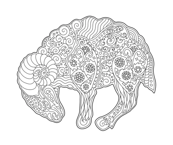 Coloriage avec symbole du zodiaque Bélier — Image vectorielle