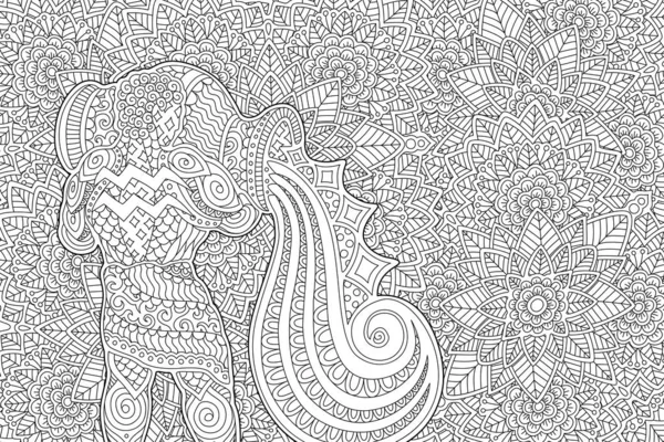 Verseau sur motif floral noir et blanc — Image vectorielle