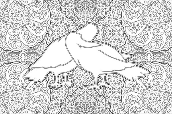 Coloriage livre page avec deux baisers colombes blanches — Image vectorielle