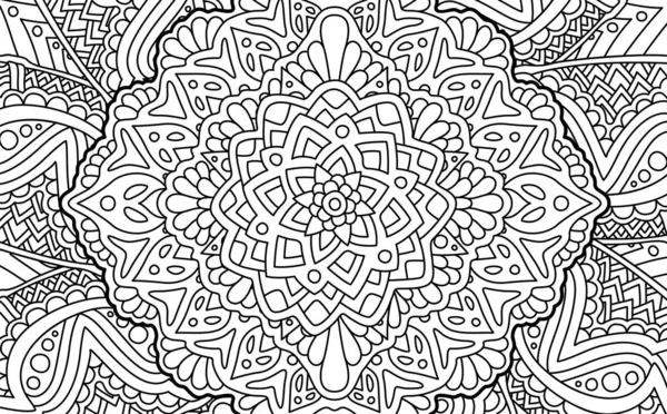Coloriage livre avec motif floral linéaire — Image vectorielle