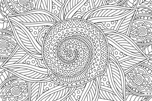 Libro para colorear página con patrón lineal con espiral — Vector de stock