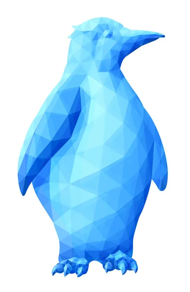 Blauwe lage poly kunst met ijzige pinguïn — Stockvector