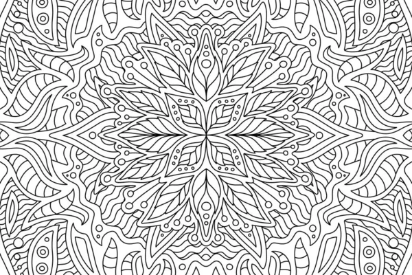 Art for coloring book with linear floral pattern — Stock Vector