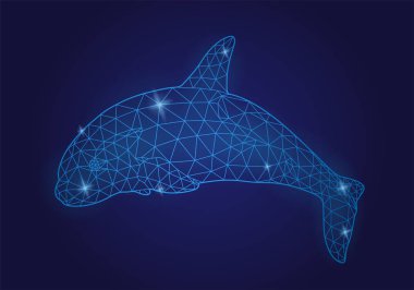 Parlak orka silueti ile yıldızlı düşük poli sanat