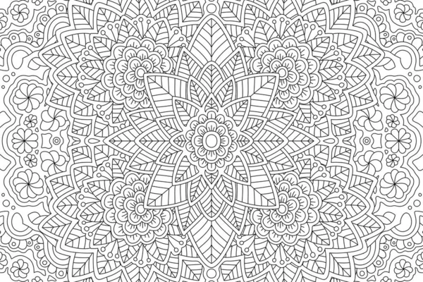 Coloring book page with linear floral pattern — Stock Vector