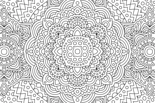 Adult coloring book page with linear pattern — Stock Vector