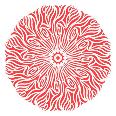 Stilize güneş ile pembe yuvarlak soyut desen