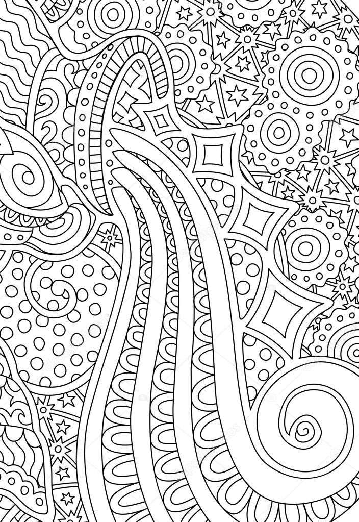 Coloring book page with jug and streaming water