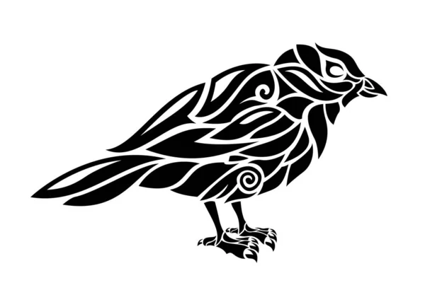 Kunst zum Tätowieren mit kleiner Vogelsilhouette — Stockvektor