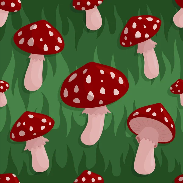 Безшовний візерунок з червоними грибами амантіта — стоковий вектор