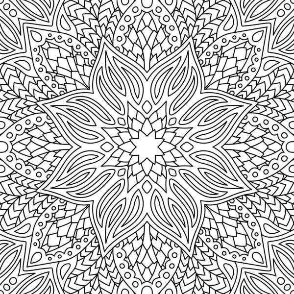 Motif floral linéaire sans couture avec grande fleur — Image vectorielle