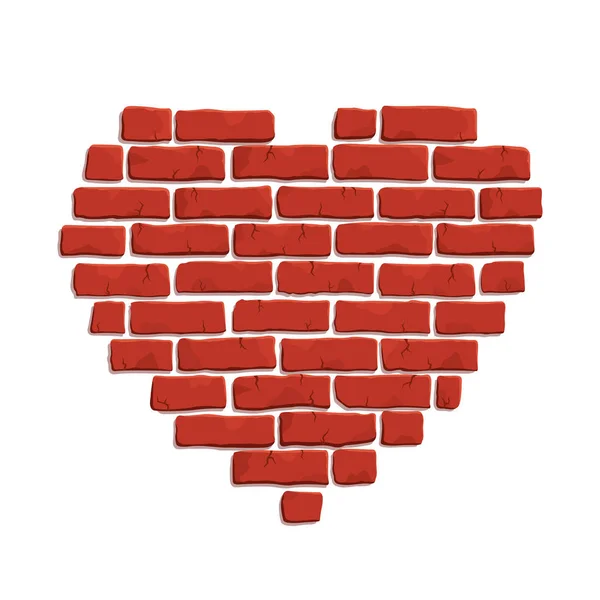 Clip art avec forme de coeur en brique rouge — Image vectorielle