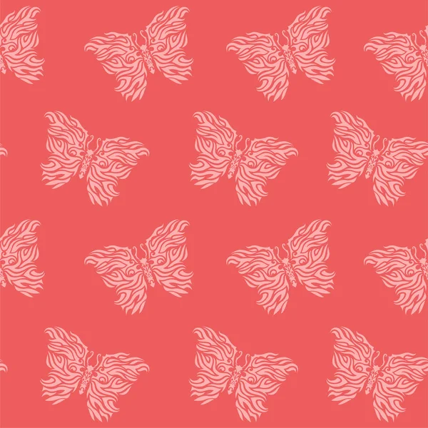 粉红色艺术与蝴蝶无缝图案 — 图库矢量图片