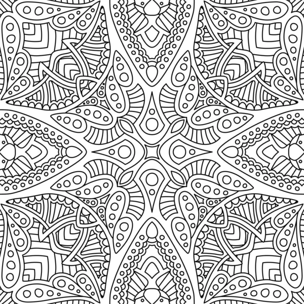 Konst med svart och vitt linjärt sömlöst mönster — Stock vektor