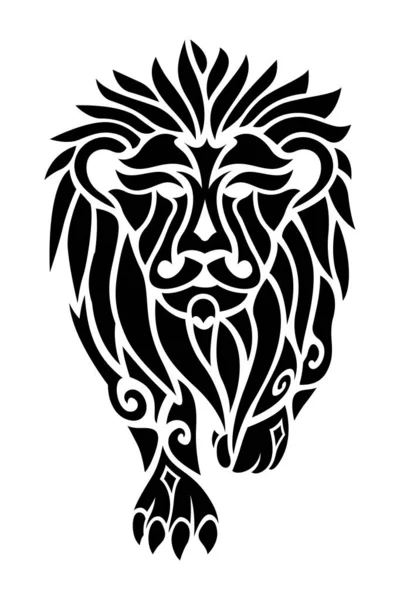 Arte de tatuagem tribal preta com silhueta de leão — Vetor de Stock