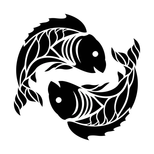 Stammes-Tätowierkunst mit Sternzeichen Fische — Stockvektor
