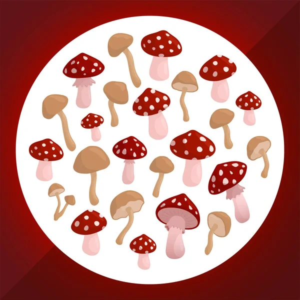 Art avec collection de champignons non comestibles dessin animé — Image vectorielle