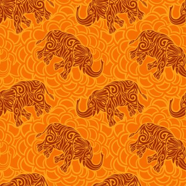 Filler ile turuncu dikişsiz desen li sanat