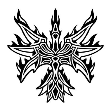 Stilize yanan anka kuşu ile Kabile dövme sanatı