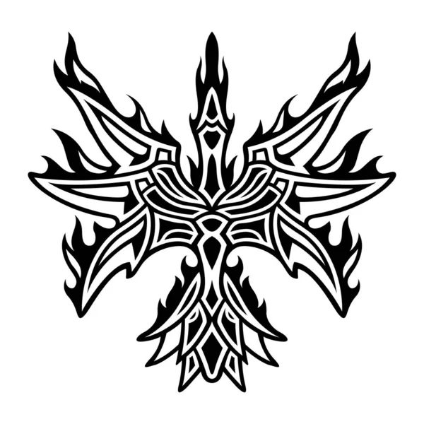 Kmenový Tetovaný umění se stylizovaný Fénix — Stockový vektor