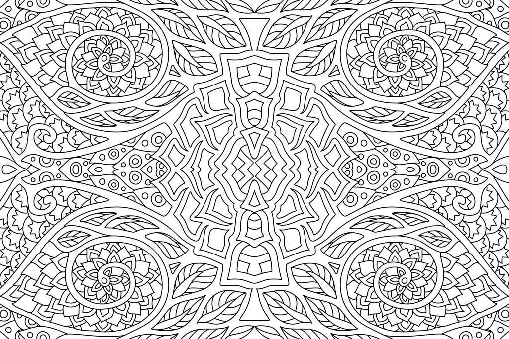 Linear art for coloring book with abstract pattern