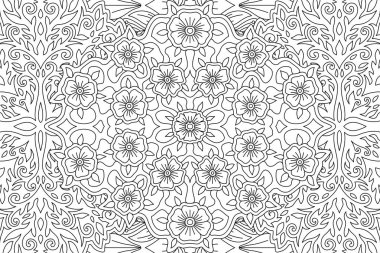 Doğrusal çiçek deseni ile boyama kitabı için Sanat