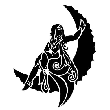 Ay 'da güzel bir kadınla dövme sanatı