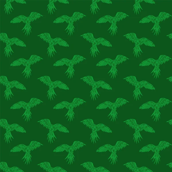 Art vert avec motif sans couture avec perroquets — Image vectorielle