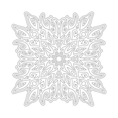 Renklendirme kitabı sayfası için güzel tek renkli soyut desen beyaz arkaplanda izole edilmiş yıldızlı