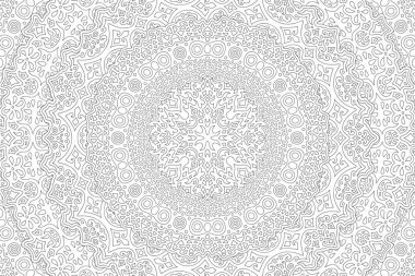 Soyut klasik desenli yetişkin boyama kitabı sayfası için güzel siyah ve beyaz illüstrasyon