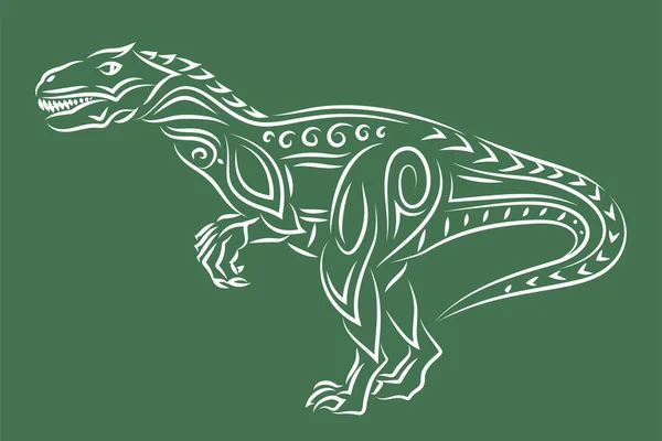 Linda Mão Desenhada Ilustração Tribal Linear Com Silhueta Raptor Branco — Vetor de Stock