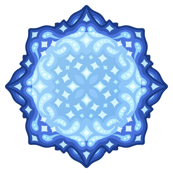 Beautiful cosmic illustration with abstract starry blue pattern isolated on the white background with round copy space