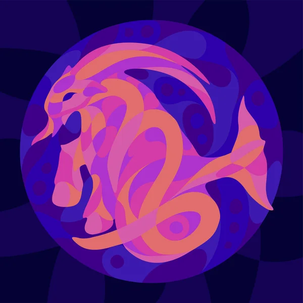 Hermosa Ilustración Colorida Del Zodiaco Para Horóscopo Con Silueta Capricornio — Vector de stock