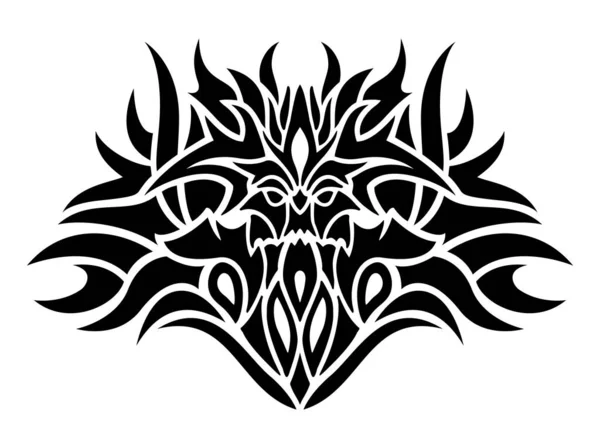 Hermosa Ilustración Tatuaje Tribal Con Demonio Negro Aislado Fondo Blanco — Vector de stock