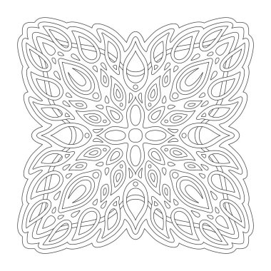 Beyaz arkaplanda izole doğrusal soyut desenli boyama kitabı sayfası için güzel monokrom klipsi sanatı