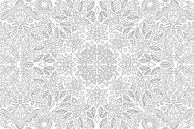 Dikdörtgen doğrusal çiçek desenli yetişkin boyama kitabı için güzel siyah ve beyaz çizimler