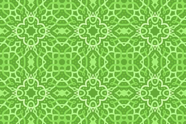 Beautiful Green Web Background Abstract Knotwork Seamless Pattern — Stock Vector