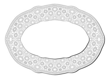 Renklendirme kitabı sayfası için güzel monokrom çizimi beyaz arkaplan üzerinde izole edilmiş fotokopi alanı ile soyut desen