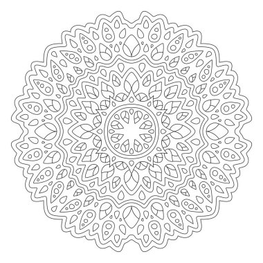 Beyaz zemin üzerinde izole edilmiş doğrusal soyut desen ile renklendirme kitabı için güzel tek renkli illüstrasyon