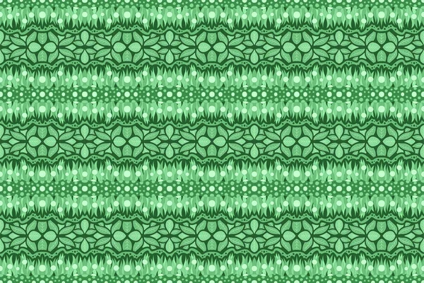 Beau Fond Vert Été Avec Motif Floral Sans Couture Avec — Image vectorielle