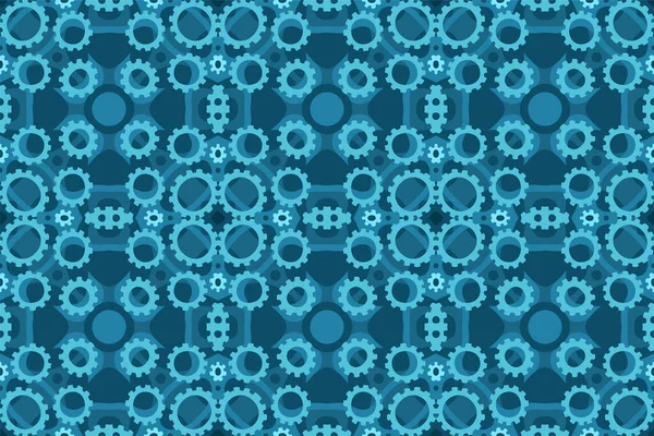 Magnifique Motif Tuiles Steampunk Bleu Sans Couture Avec Engrenages — Image vectorielle