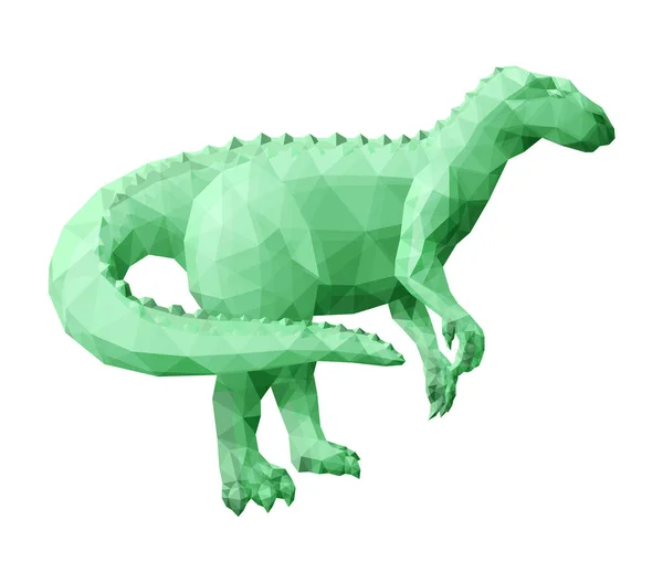 Красивая Зеленая Низкопольная Иллюстрация Стилизованным Силуэтом Динозавра Выделенным Белом Фоне — стоковый вектор