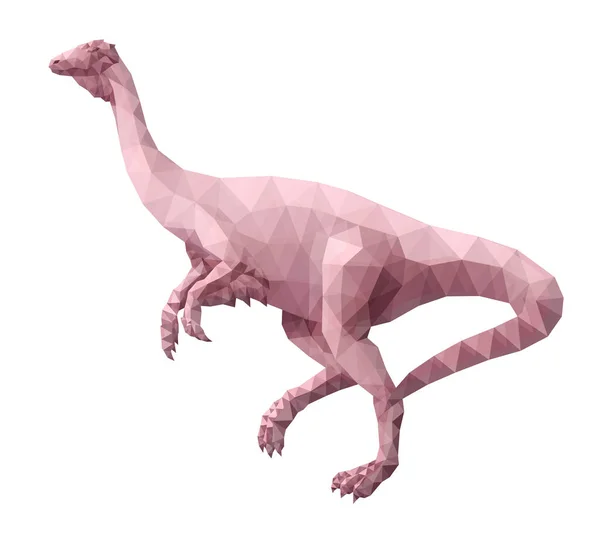 Mooie Lage Poly Illustratie Met Gestileerde Roze Dinosaurus Silhouet Geïsoleerd — Stockvector