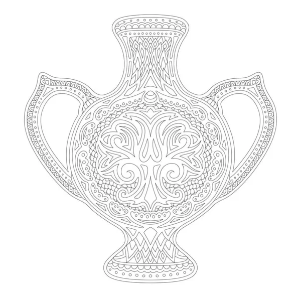 白色底座上装饰古花瓶的彩色书页的漂亮单色线形插图 — 图库矢量图片