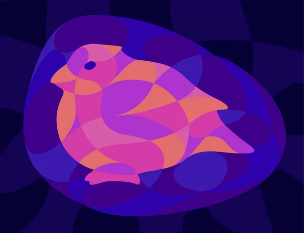 Vacker Färgglad Illustration Med Glänsande Neon Färgade Fett Fågel Silhuett — Stock vektor