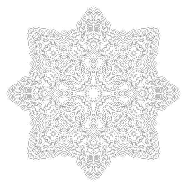 Beautiful Monochrome Illustration Adult Coloring Book Page Abstract Star Shaped — Stock Vector