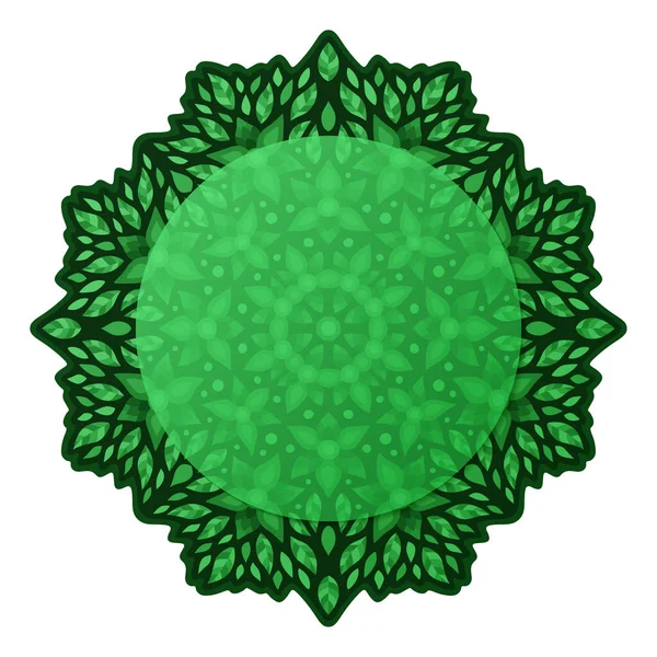 Gyönyörű Illusztráció Elszigetelt Fehér Háttér Zöld Virágos Minta Levelek Másolás — Stock Vector