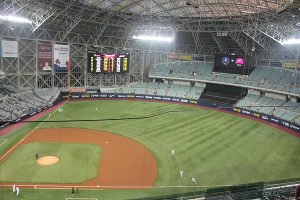 the appearance of an indoor baseball stadium